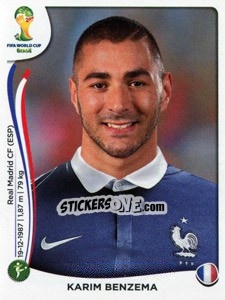Sticker Karim Benzema - Coppa del Mondo FIFA Brasile 2014 n. 392 - Panini