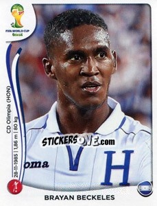 Sticker Brayan Beckeles - Coppa del Mondo FIFA Brasile 2014 - Panini