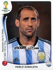 Cromo Pablo Zabaleta - Coppa del Mondo FIFA Brasile 2014 - Panini