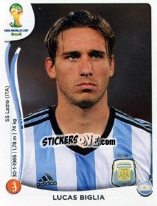 Sticker Lucas Biglia - Coppa del Mondo FIFA Brasile 2014 n. 420 - Panini