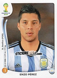 Sticker Enzo Pérez - Coppa del Mondo FIFA Brasile 2014 n. 423x - Panini
