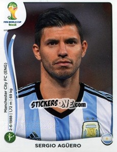 Sticker Sergio Agüero - Coppa del Mondo FIFA Brasile 2014 n. 428 - Panini