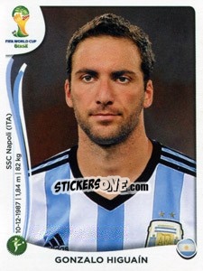 Sticker Gonzalo Higuaín - Coppa del Mondo FIFA Brasile 2014 n. 429 - Panini
