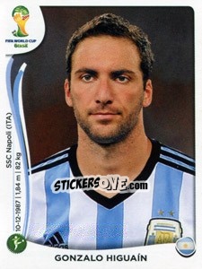 Figurina Gonzalo Higuaín - Coppa del Mondo FIFA Brasile 2014 - Panini