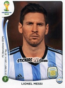 Cromo Lionel Messi - Coppa del Mondo FIFA Brasile 2014 - Panini