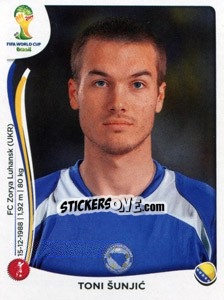 Sticker Toni Šunjic - Coppa del Mondo FIFA Brasile 2014 - Panini