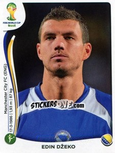 Sticker Edin Džeko - Coppa del Mondo FIFA Brasile 2014 n. 449 - Panini