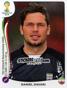Sticker Daniel Davari - Coppa del Mondo FIFA Brasile 2014 n. 452 - Panini