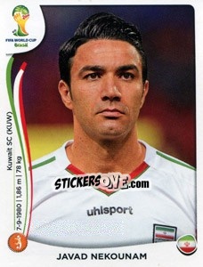Sticker Javad Nekounam - Coppa del Mondo FIFA Brasile 2014 n. 460 - Panini