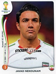 Sticker Javad Nekounam - Coppa del Mondo FIFA Brasile 2014 - Panini