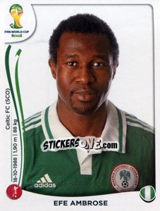 Cromo Efe Ambrose - Coppa del Mondo FIFA Brasile 2014 - Panini