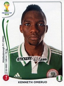 Sticker Kenneth Omeruo - Coppa del Mondo FIFA Brasile 2014 n. 477 - Panini