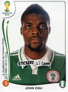 Sticker John Ogu - Coppa del Mondo FIFA Brasile 2014 n. 478 - Panini