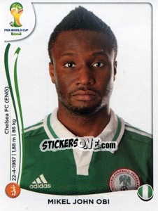 Sticker John Obi Mikel - Coppa del Mondo FIFA Brasile 2014 n. 479 - Panini