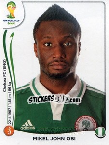 Cromo John Obi Mikel - Coppa del Mondo FIFA Brasile 2014 - Panini