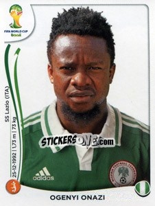 Cromo Ogenyi Onazi - Coppa del Mondo FIFA Brasile 2014 - Panini