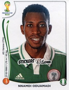 Sticker Nnamdi Oduamadi - Coppa del Mondo FIFA Brasile 2014 - Panini