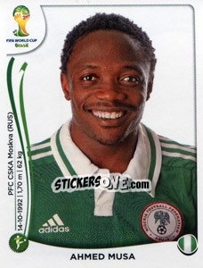 Sticker Ahmed Musa - Coppa del Mondo FIFA Brasile 2014 n. 484 - Panini
