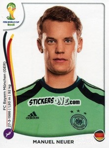 Sticker Manuel Neuer - Coppa del Mondo FIFA Brasile 2014 n. 490 - Panini