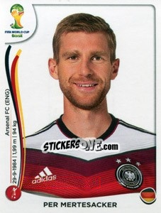 Sticker Per Mertesacker - Coppa del Mondo FIFA Brasile 2014 - Panini