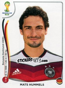Sticker Mats Hummels - Coppa del Mondo FIFA Brasile 2014 n. 494 - Panini