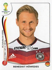 Sticker Benedikt Höwedes - Coppa del Mondo FIFA Brasile 2014 n. 495x - Panini