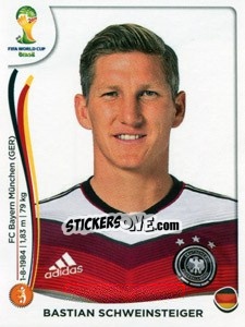 Sticker Bastian Schweinsteiger - Coppa del Mondo FIFA Brasile 2014 n. 497 - Panini