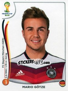 Sticker Mario Götze - Coppa del Mondo FIFA Brasile 2014 n. 500 - Panini
