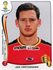 Figurina Jan Vertonghen - Coppa del Mondo FIFA Brasile 2014 - Panini