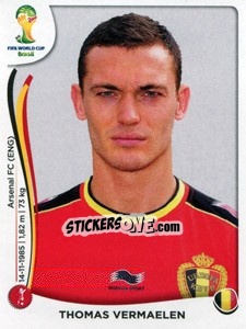 Figurina Thomas Vermaelen - Coppa del Mondo FIFA Brasile 2014 - Panini