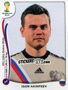 Sticker Igor Akinfeev - Coppa del Mondo FIFA Brasile 2014 n. 604 - Panini