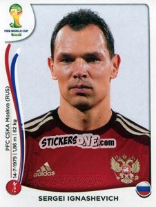 Sticker Sergei Ignashevich - Coppa del Mondo FIFA Brasile 2014 n. 605 - Panini