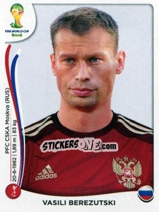 Sticker Vasili Berezutski - Coppa del Mondo FIFA Brasile 2014 n. 607 - Panini