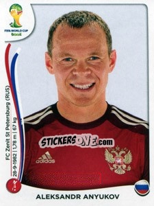 Sticker Aleksandr Anyukov - Coppa del Mondo FIFA Brasile 2014 - Panini