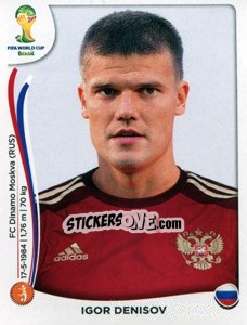 Sticker Igor Denisov - Coppa del Mondo FIFA Brasile 2014 n. 612 - Panini