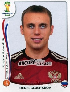 Sticker Denis Glushakov - Coppa del Mondo FIFA Brasile 2014 n. 615 - Panini