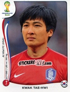 Sticker Kwak Tae-Hwi - Coppa del Mondo FIFA Brasile 2014 n. 624 - Panini