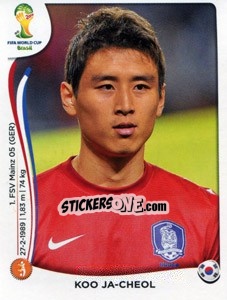 Sticker Koo Ja-Cheol - Coppa del Mondo FIFA Brasile 2014 n. 633 - Panini