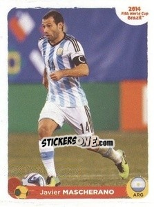 Sticker Javier Mascherano - Coppa del Mondo FIFA Brasile 2014 n. CC-E - Panini