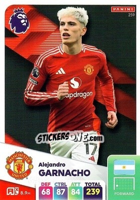 Sticker Alejandro Garnacho - English Premier League 2024-2025. Adrenalyn XL
 n. 259 - Panini