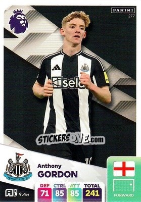 Sticker Anthony Gordon - English Premier League 2024-2025. Adrenalyn XL
 n. 277 - Panini