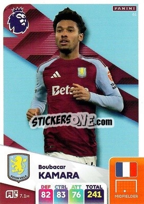 Sticker Boubacar Kamara - English Premier League 2024-2025. Adrenalyn XL
 n. 61 - Panini
