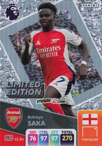 Sticker Bukayo Saka - English Premier League 2024-2025. Adrenalyn XL
 n. LE-BS - Panini