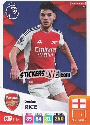 Sticker Declan Rice - English Premier League 2024-2025. Adrenalyn XL
 n. 39 - Panini