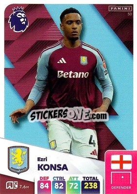 Figurina Ezri Konsa - English Premier League 2024-2025. Adrenalyn XL
 n. 50 - Panini