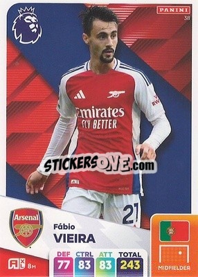 Sticker Fabio Vieira - English Premier League 2024-2025. Adrenalyn XL
 n. 38 - Panini