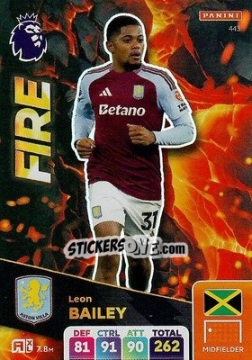 Sticker Leon Bailey - English Premier League 2024-2025. Adrenalyn XL
 n. 443 - Panini