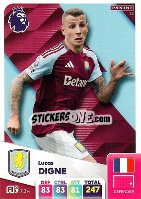 Sticker Lucas Digne - English Premier League 2024-2025. Adrenalyn XL
 n. 52 - Panini