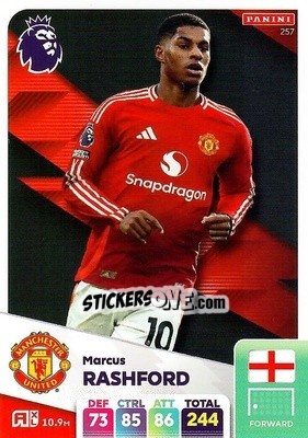 Sticker Marcus Rashford - English Premier League 2024-2025. Adrenalyn XL
 n. 257 - Panini