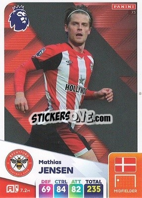 Figurina Mathias Jensen - English Premier League 2024-2025. Adrenalyn XL
 n. 73 - Panini